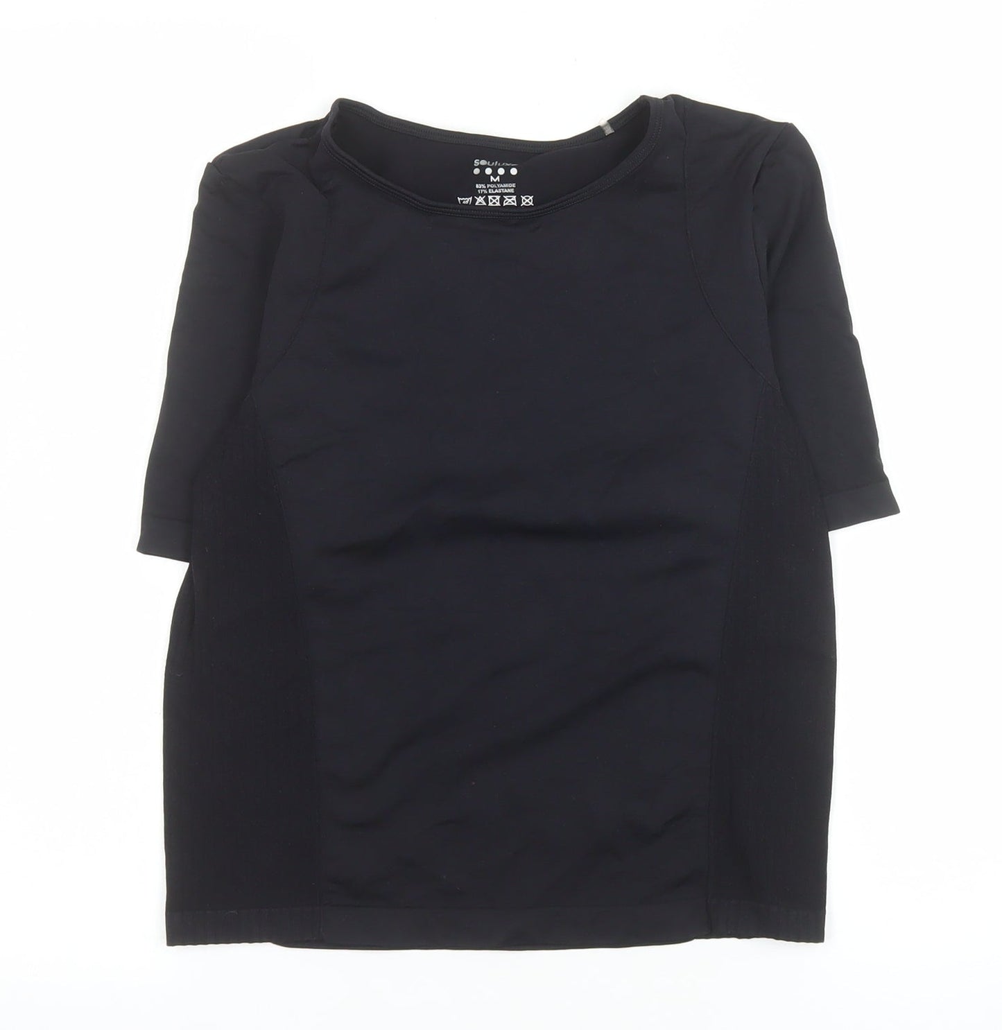 Souluxe Women's Black Medium Slim Fit Activewear T-Shirt