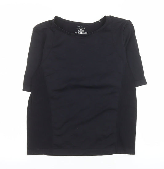 Souluxe Women's Black Medium Slim Fit Activewear T-Shirt