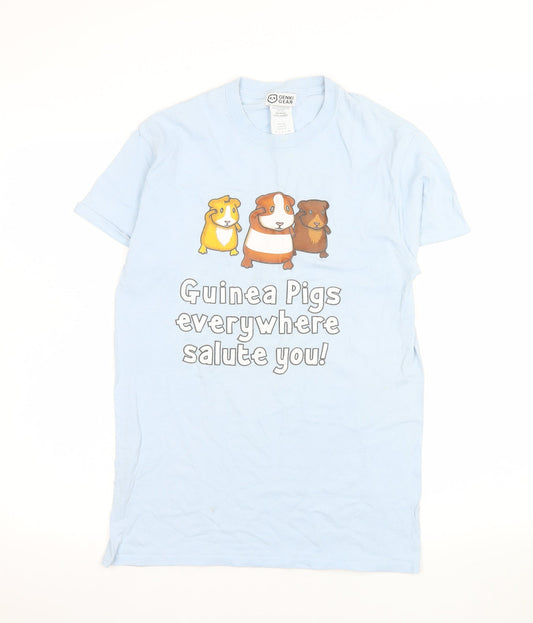 Genki Gear Women Blue Guinea Pig Graphic T-Shirt Size S