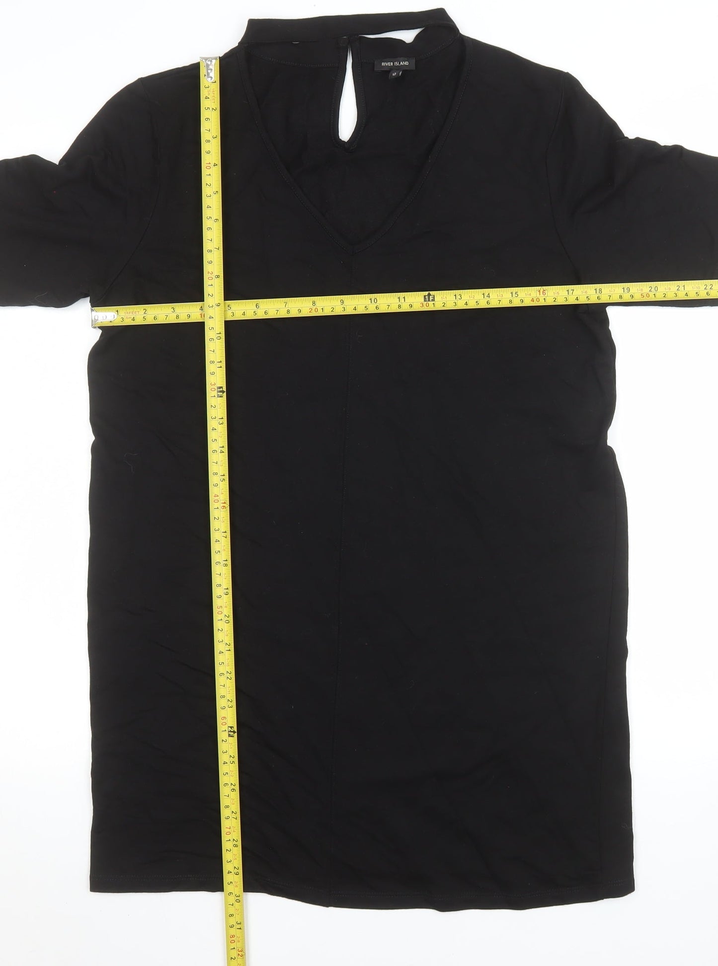 River Island Women's Black Viscose Tunic Blouse Size 12