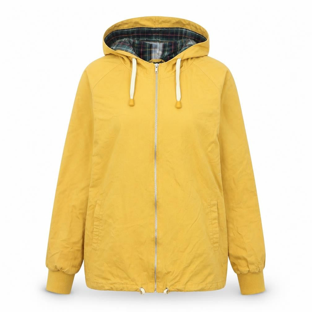 Pop England Womens Yellow Hooded Cotton Windbreaker Jacket M