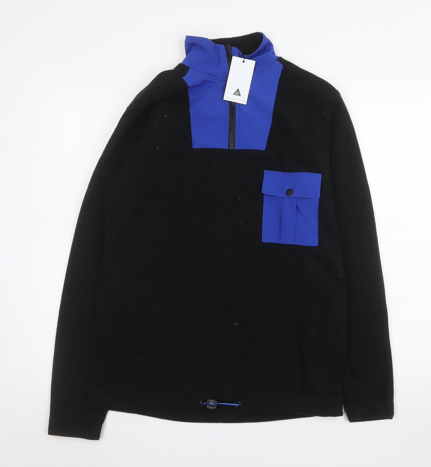 Another Influence Men's Black Blue Fleece 1/4 Zip Pullover Sweatshirt Small