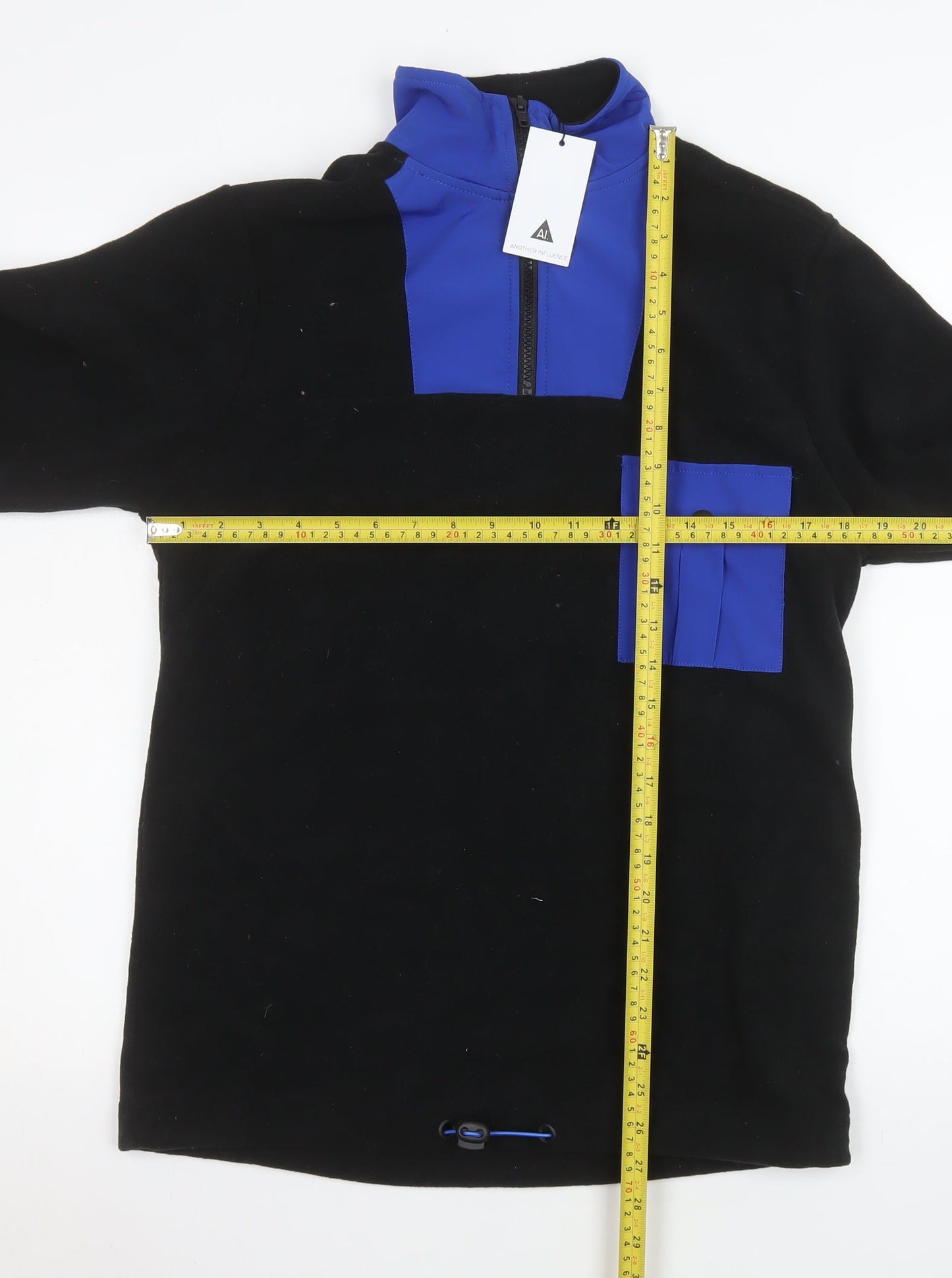 Another Influence Men's Black Blue Fleece 1/4 Zip Pullover Sweatshirt Small