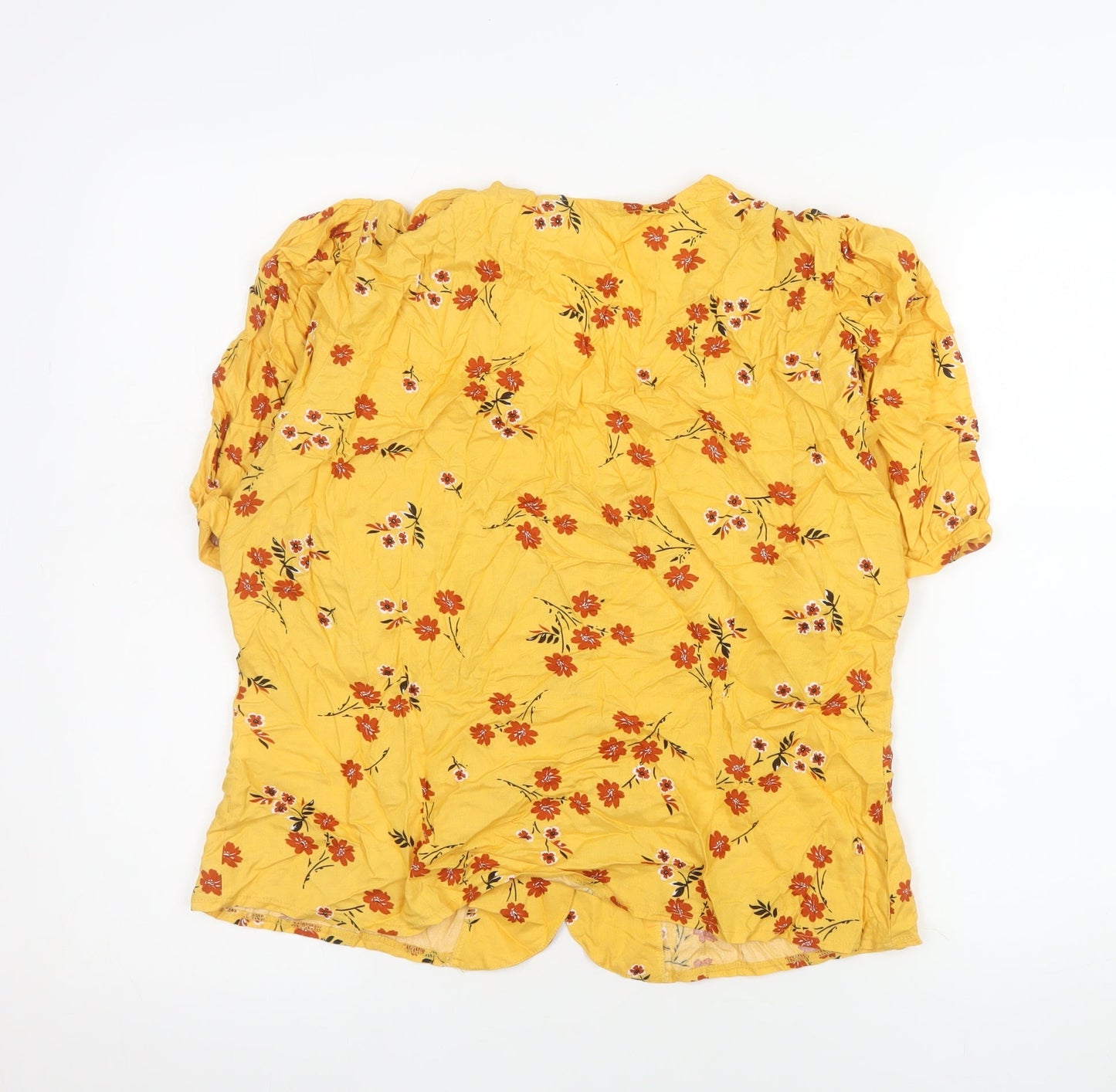 Peacocks Women's Yellow Floral Viscose Tunic Blouse Size 14