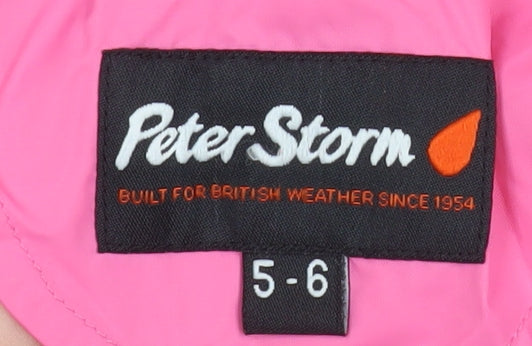 Peter Storm Girls Pink Waterproof Hooded Rain Coat 5-6 Years