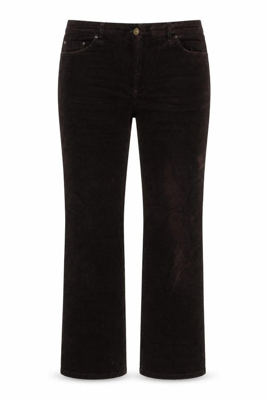 CC Women Brown Corduroy Straight Leg Trousers Size 14