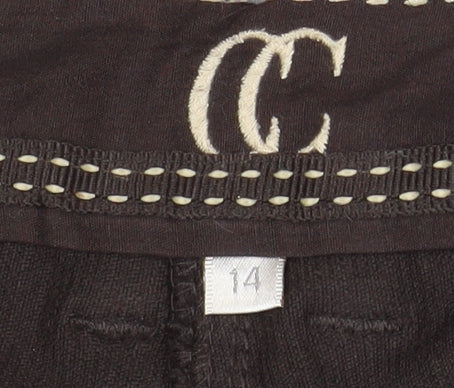 CC Women Brown Corduroy Straight Leg Trousers Size 14
