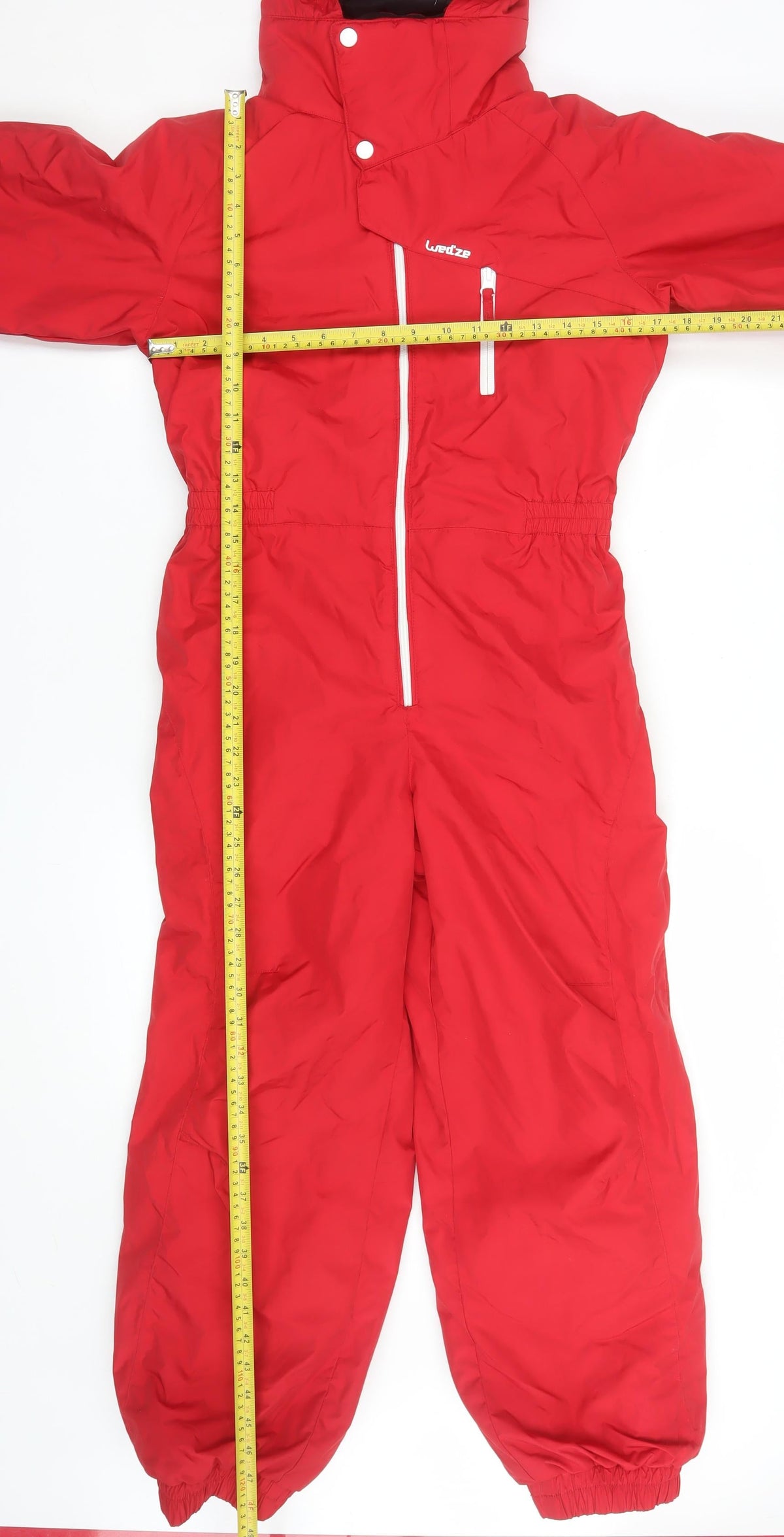 Wedze Boys Red 12 Years Ski Snowsuit Hooded Waterproof Insulated Winter Outerwear