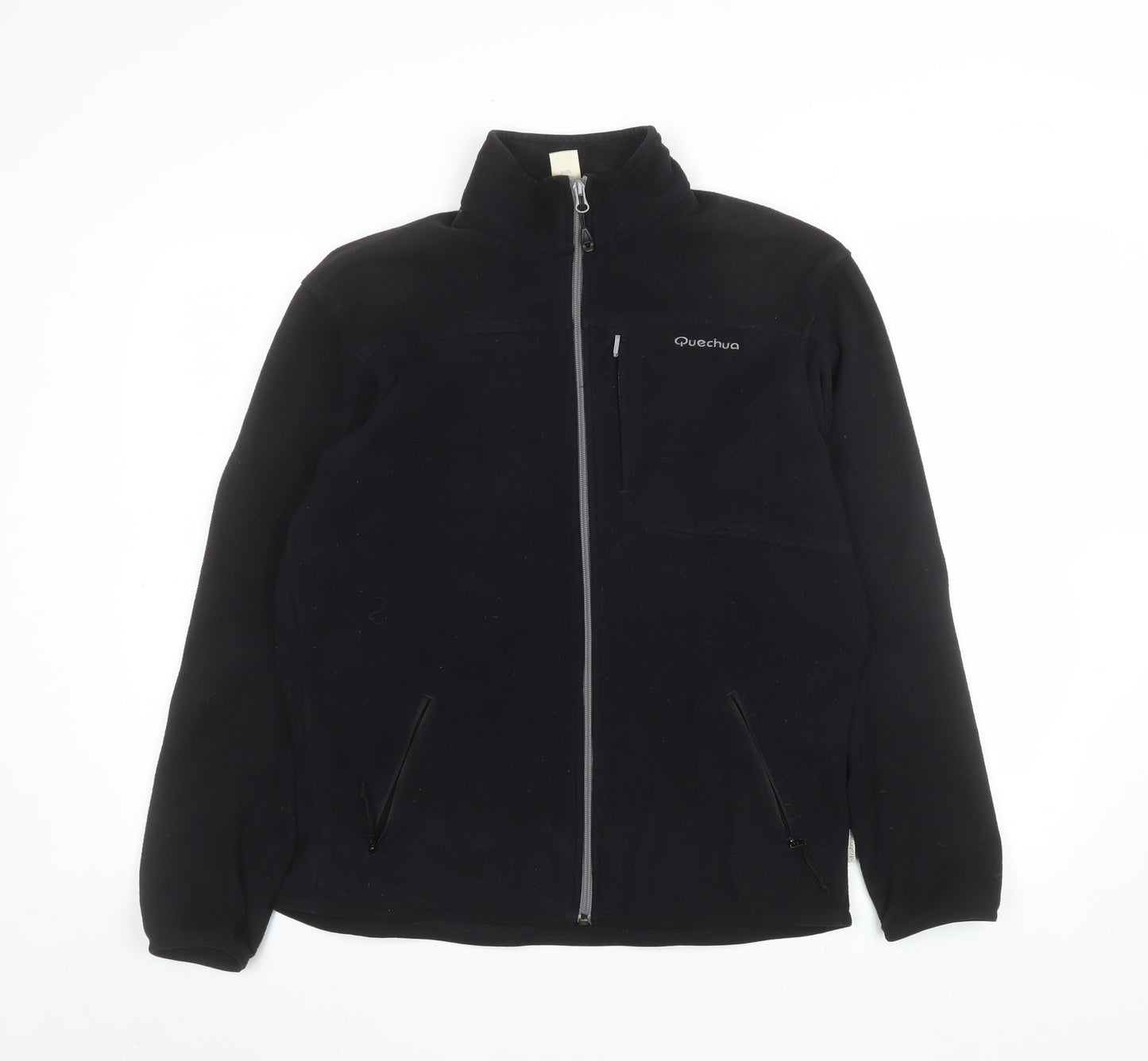 Quechua Men's Black Fleece Full Zip Jacket Size M Outdoor Hiking