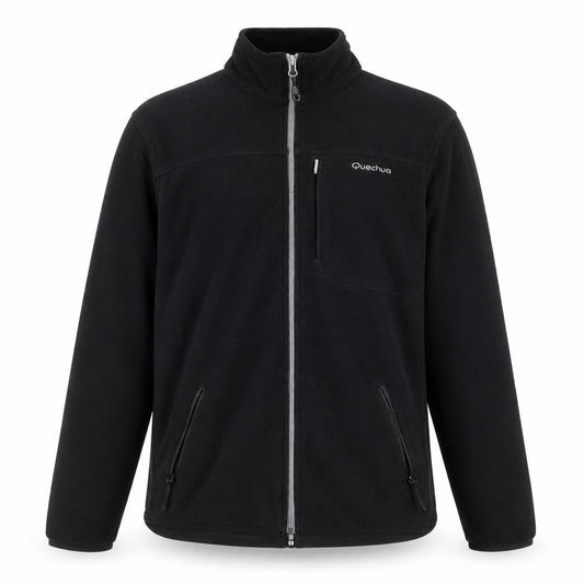 Quechua Men's Black Fleece Full Zip Jacket Size M Outdoor Hiking