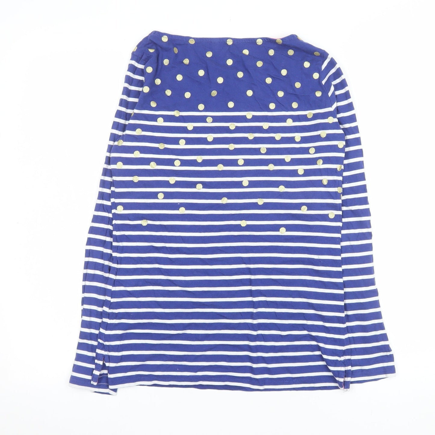 Boden Women Blue Striped Polka Dot Long Sleeve Cotton T-Shirt UK 8