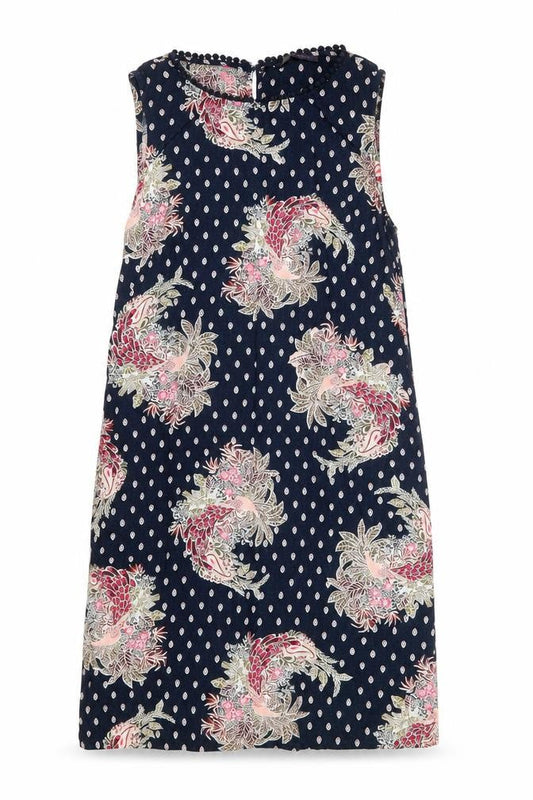Marks & Spencer Womens Blue Floral Shift Dress Size 10 Linen Blend