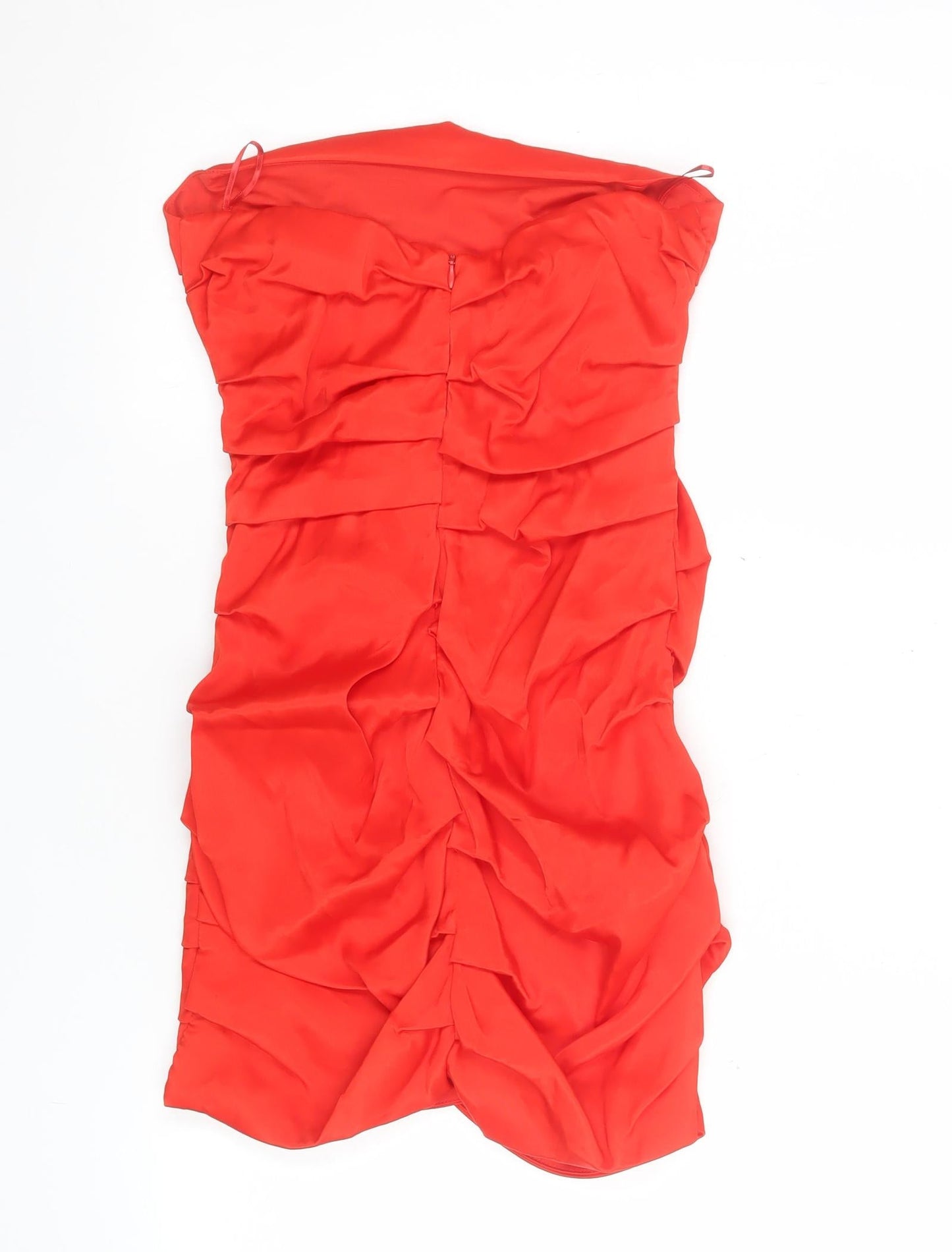 Zara Women's Red Strapless Ruched Bodycon Short Dress XS