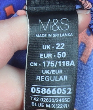 Marks and Spencer Women's Multicoloured Size 22 Sheath Dress