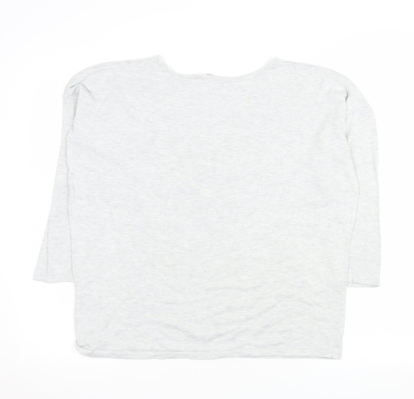 Bonmarché Women's Grey Embroidered 3/4 Sleeve T-Shirt Size 18