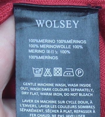 Wolsey Men’s Red Merino Wool 1/2 Zip High Neck Jumper Size L