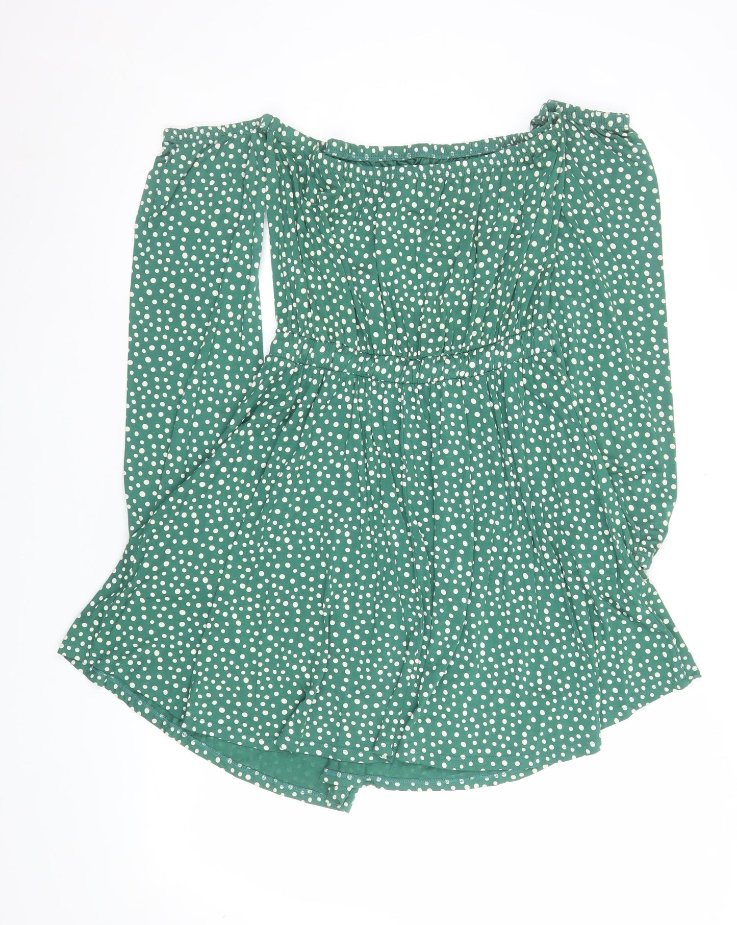 ASOS Women’s Green Polka Dot Off Shoulder Skater Dress Size 10