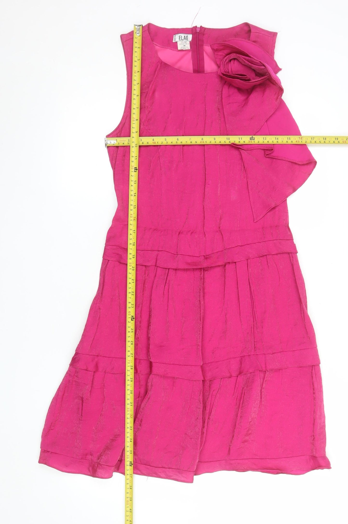 ELAE Women's Pink Knee Length Fit & Flare Sleeveless Party Dress M