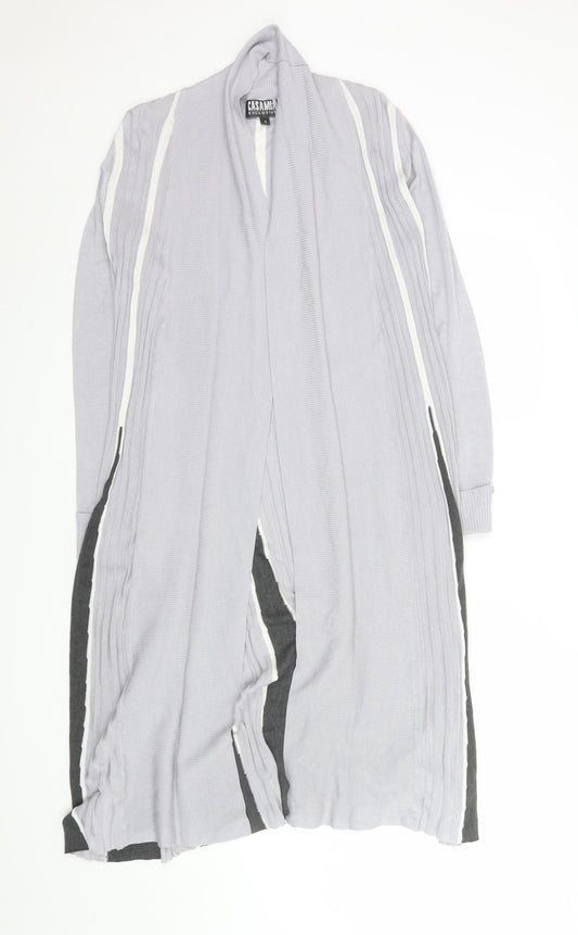Casamia Exclusive Women’s Grey Long Line Striped Knit Cardigan Size S