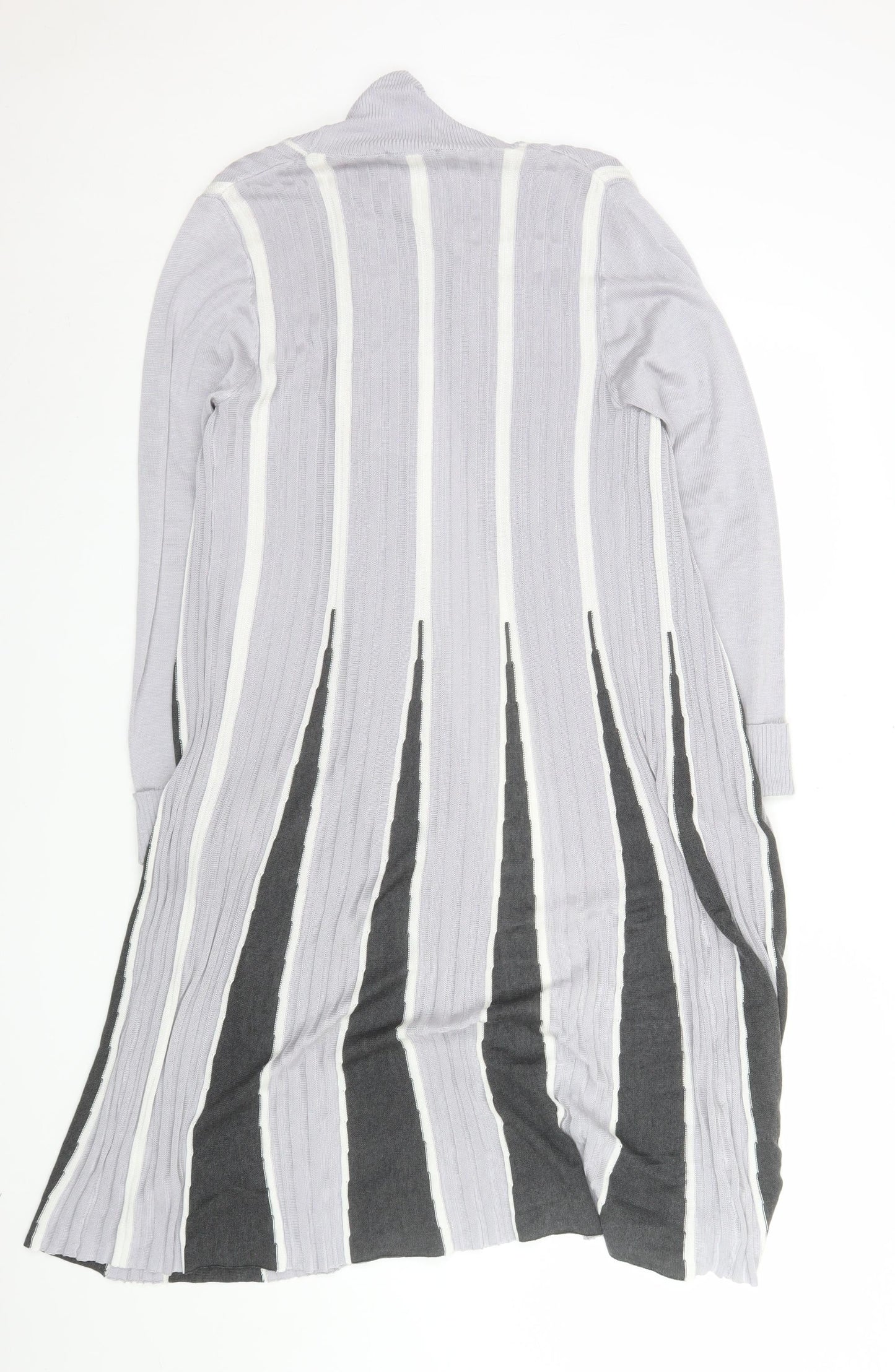 Casamia Exclusive Women’s Grey Long Line Striped Knit Cardigan Size S