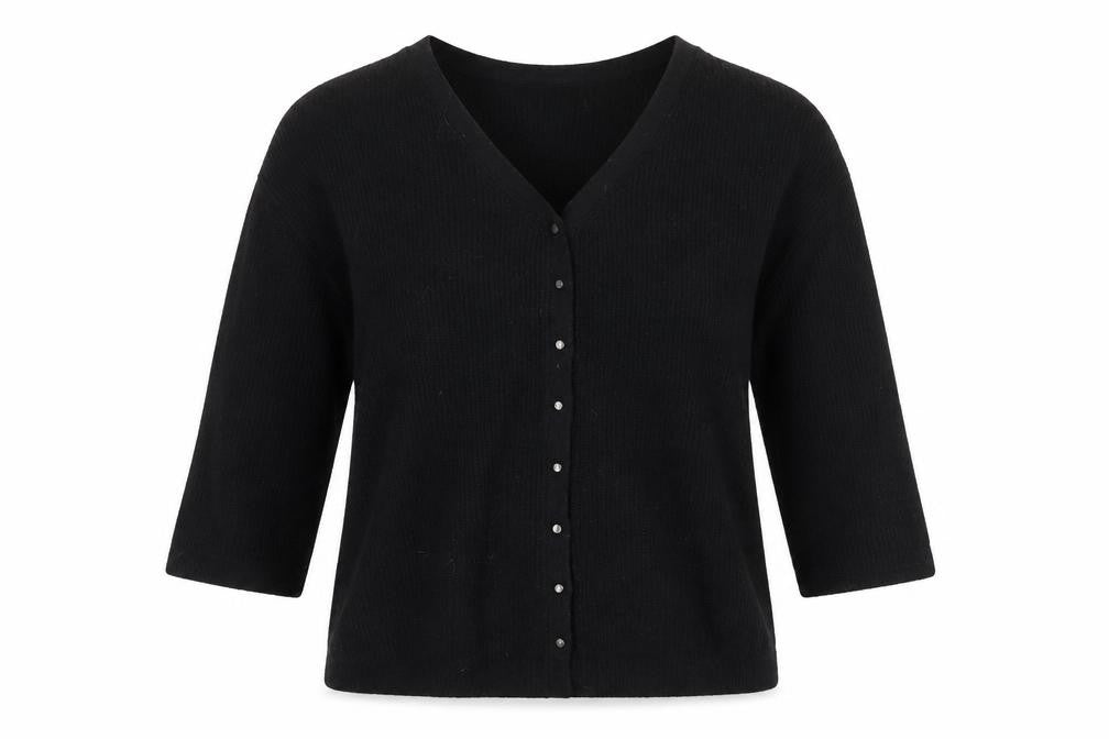 Joules Womens Black V-Neck Button Cardigan Size 18