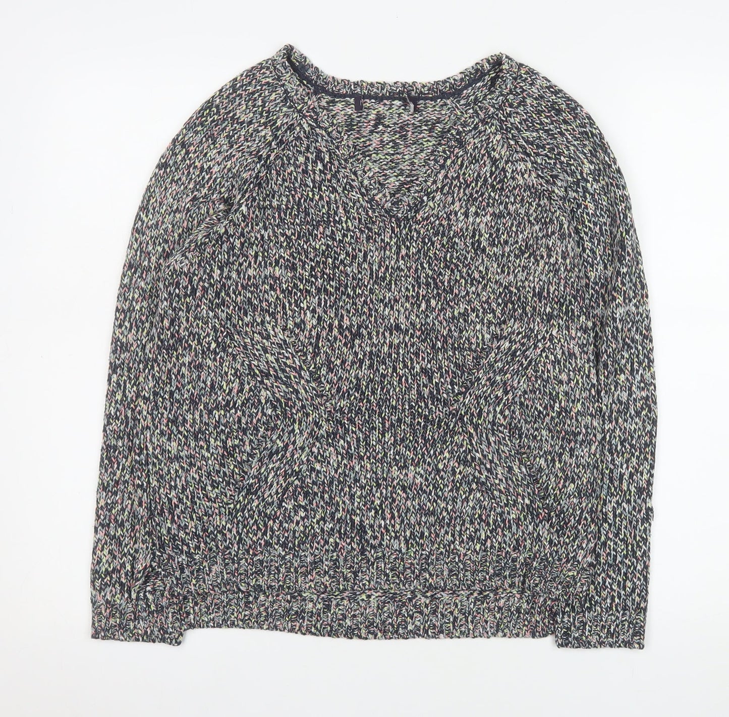 Marks and Spencer Womens Multicoloured Knit V-Neck Pullover Jumper Size 8