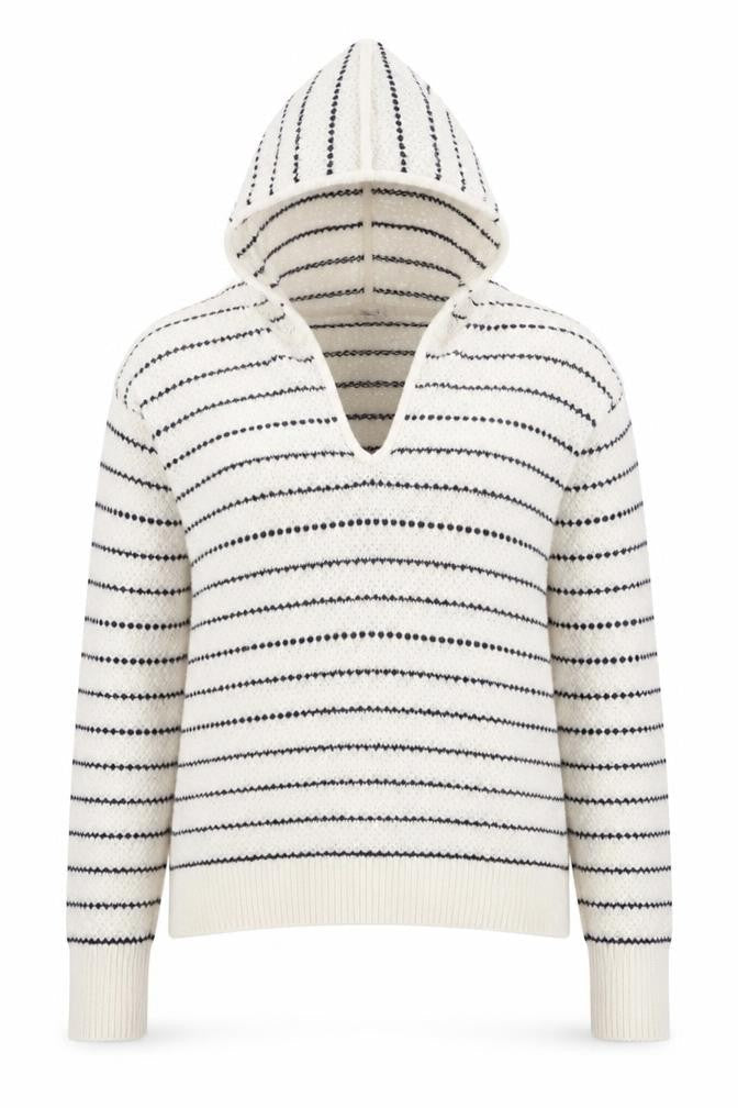 GAP Womens White Striped Hooded Knit Jumper Size M