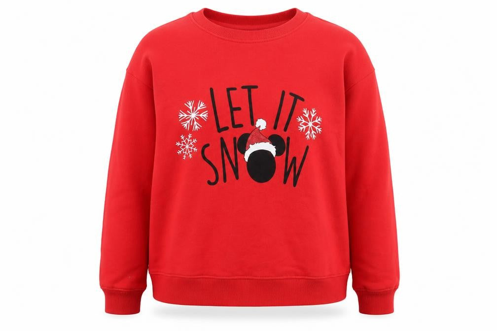 Next Women Red Christmas Sweatshirt Mickey Let It Snow Size M