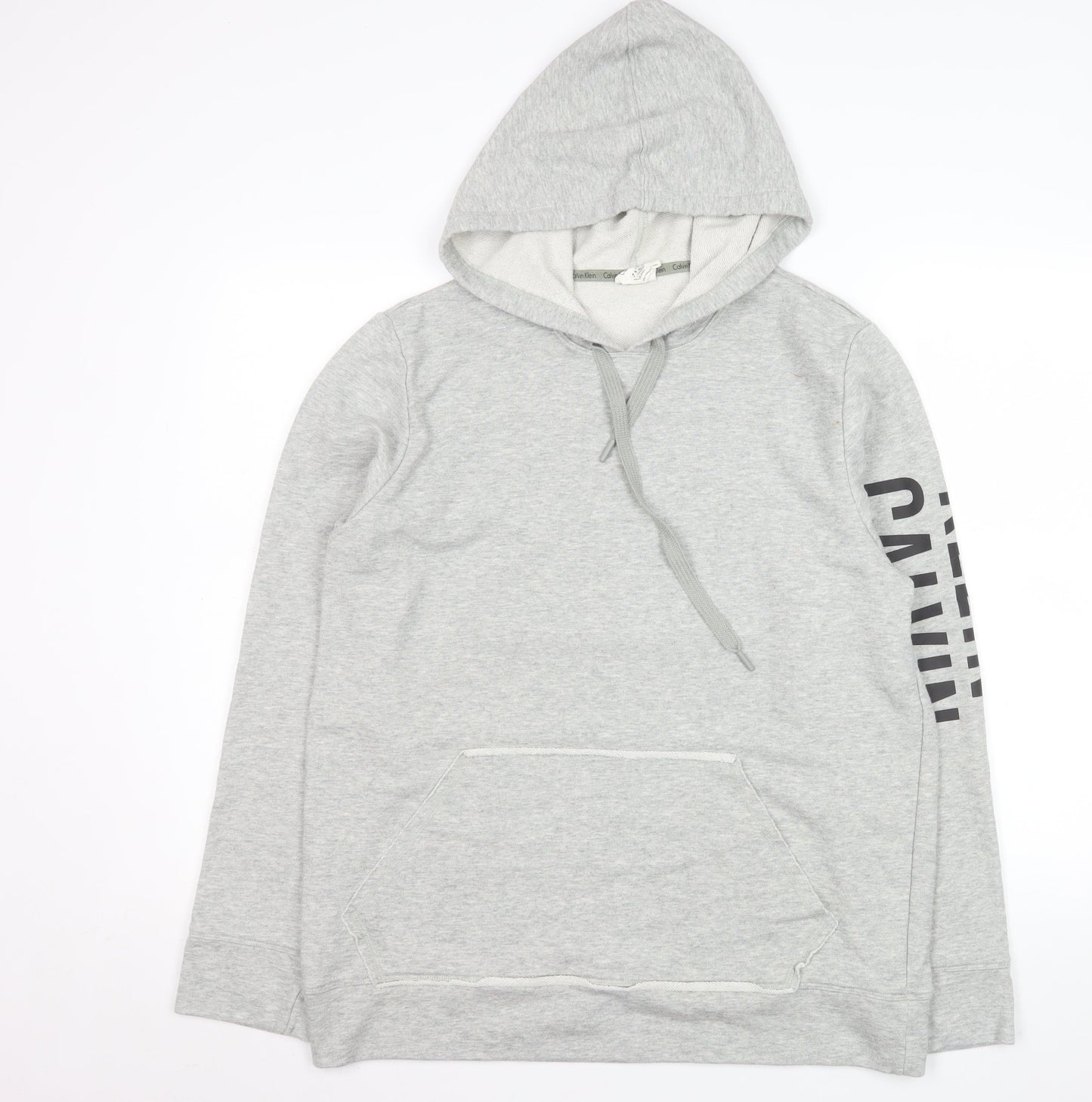 Calvin Klein Men's Grey Logo Pullover Hoodie Size L