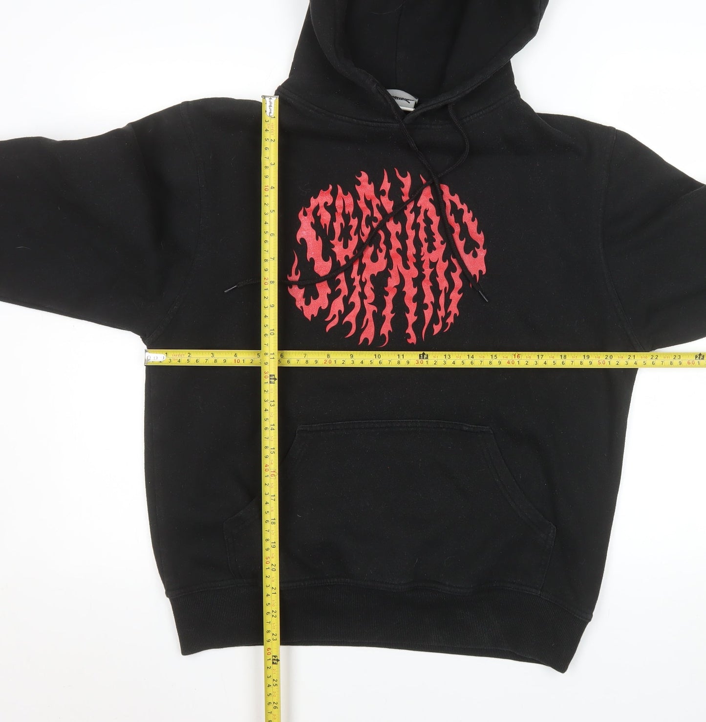 Dreambranding Men's Black Pullover Hoodie Small Graphic Print Fleece