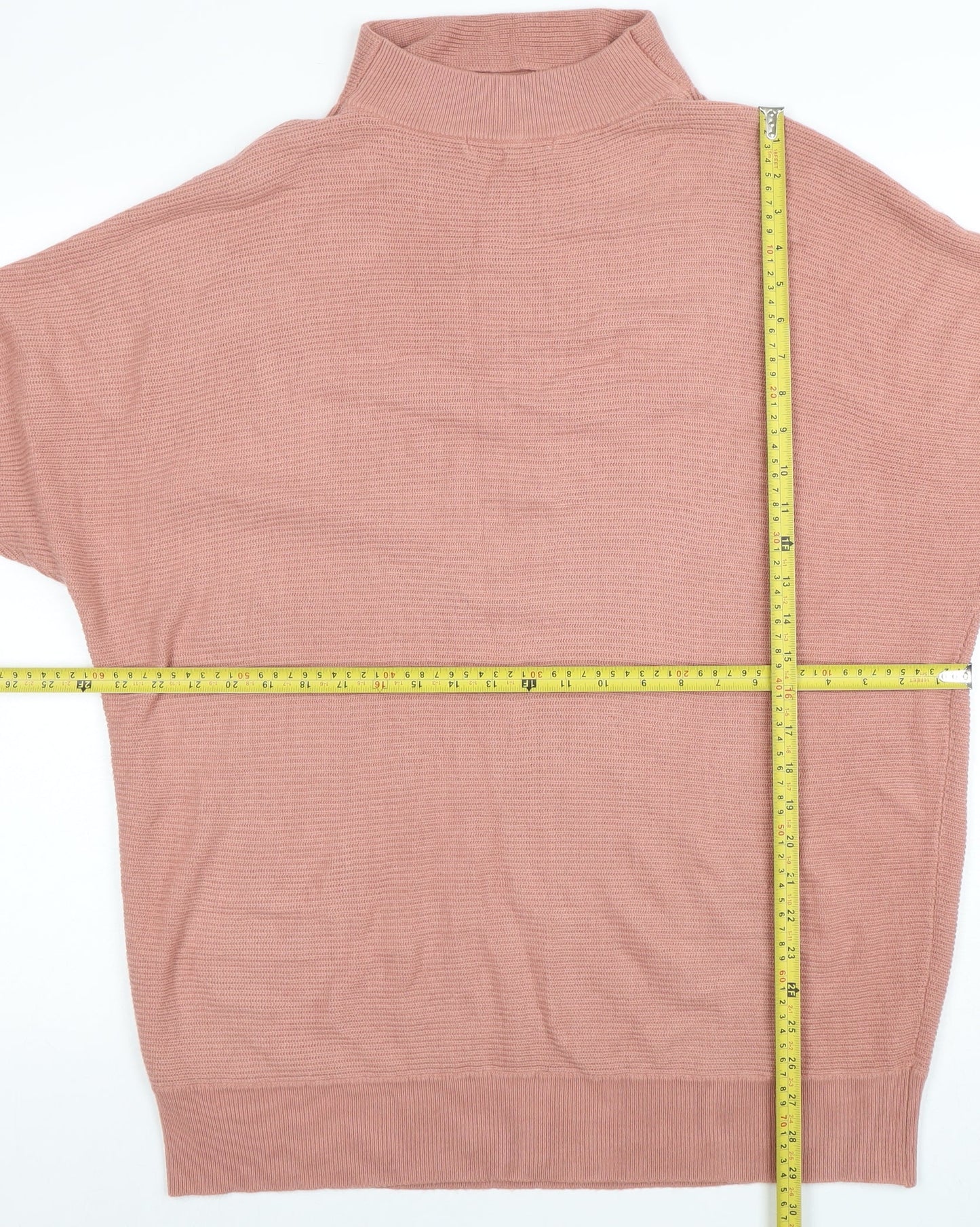Next Women Pink Roll Neck Relaxed Knit Jumper L