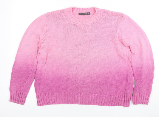 French Connection Women's Pink Cotton Crew Neck Jumper Size M