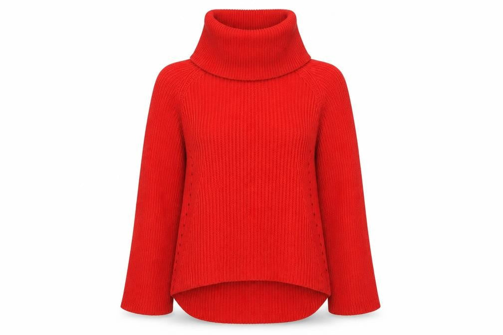 Phase Eight Women's Red Roll Neck Chunky Knit Long Sleeve Jumper Size M