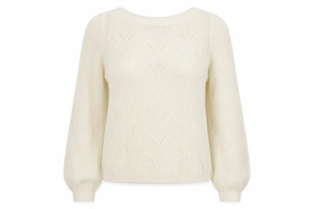 Next Women Ivory Cable-Knit Wool Blend Crew Neck Jumper Size S