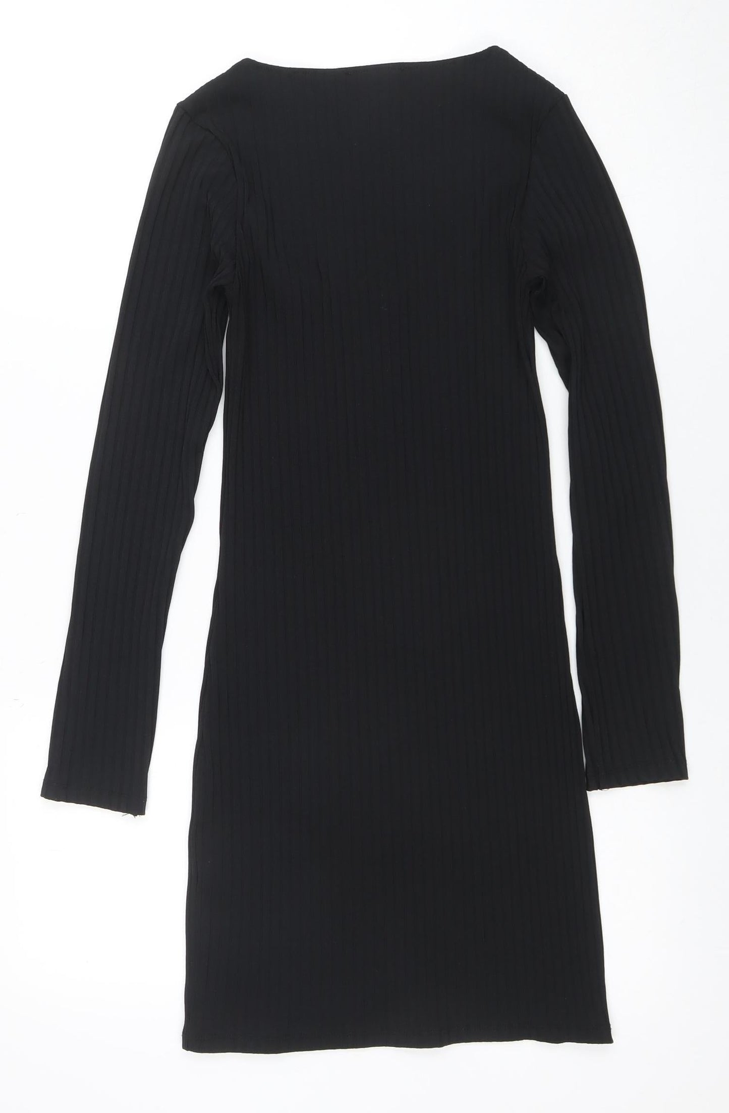 Zara Women Black Bodycon Knit Dress Size S Long Sleeve Stretch