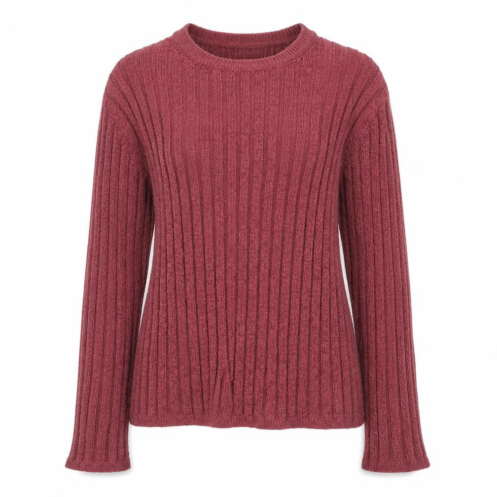 Marks & Spencer Women Purple L Rib Knit Crew Neck Jumper