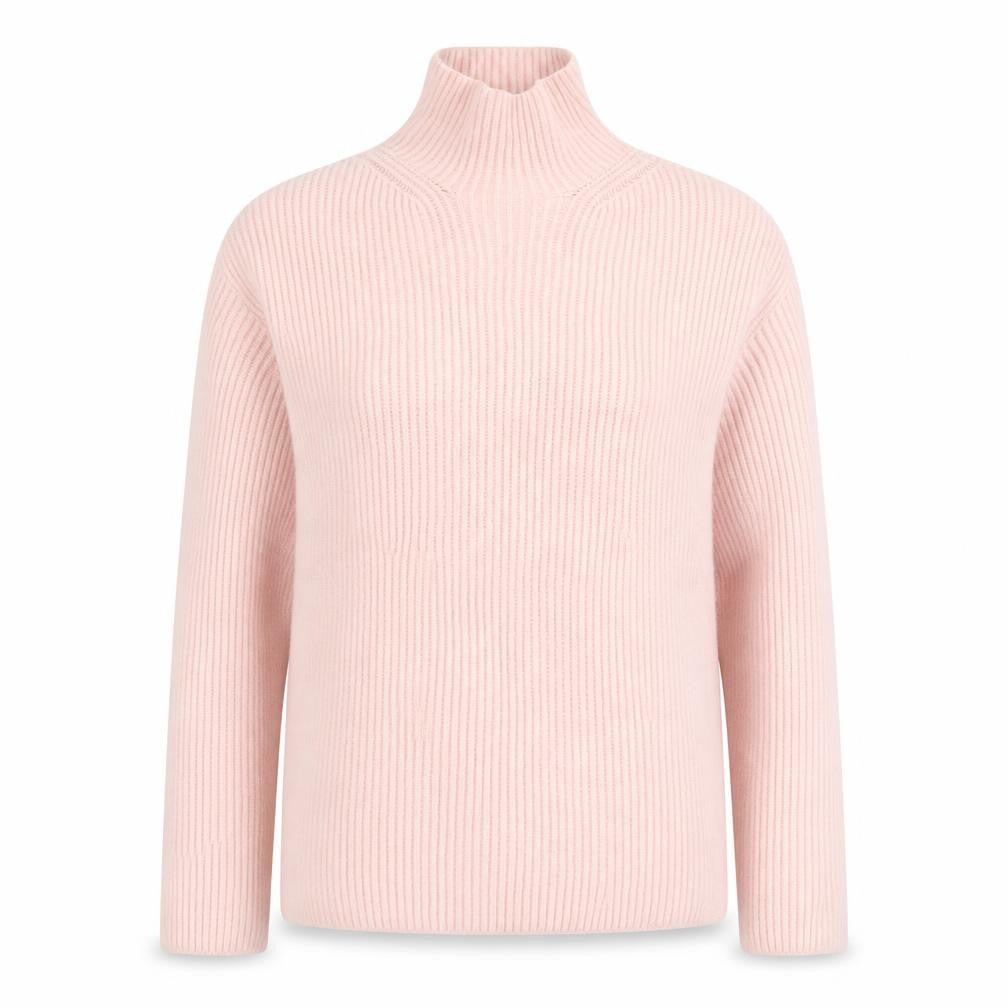 H&M Women's Pink Mock Neck Ribbed Knit Pullover Jumper M