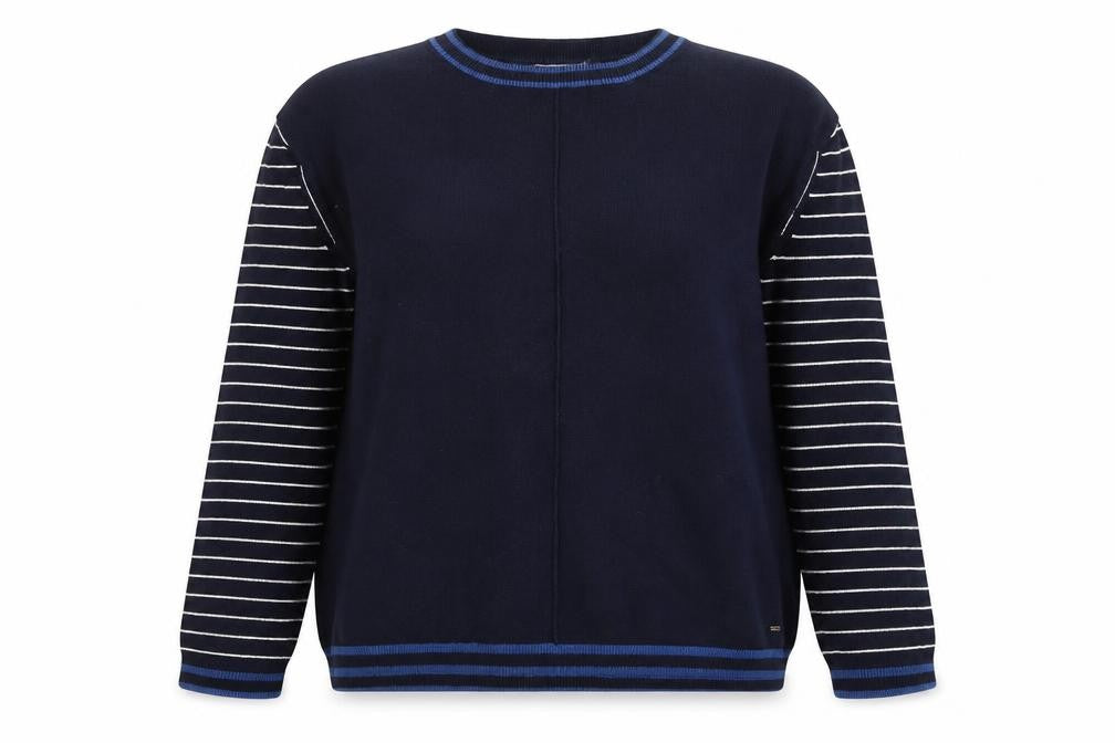 Rupert & Buckley Women's Blue Striped Cotton Cashmere Jumper Size 14
