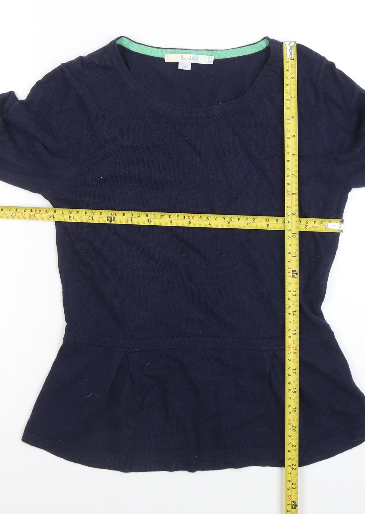 Boden Women's Blue Long Sleeve Tunic Blouse Size 4 Cotton Cashmere Blend