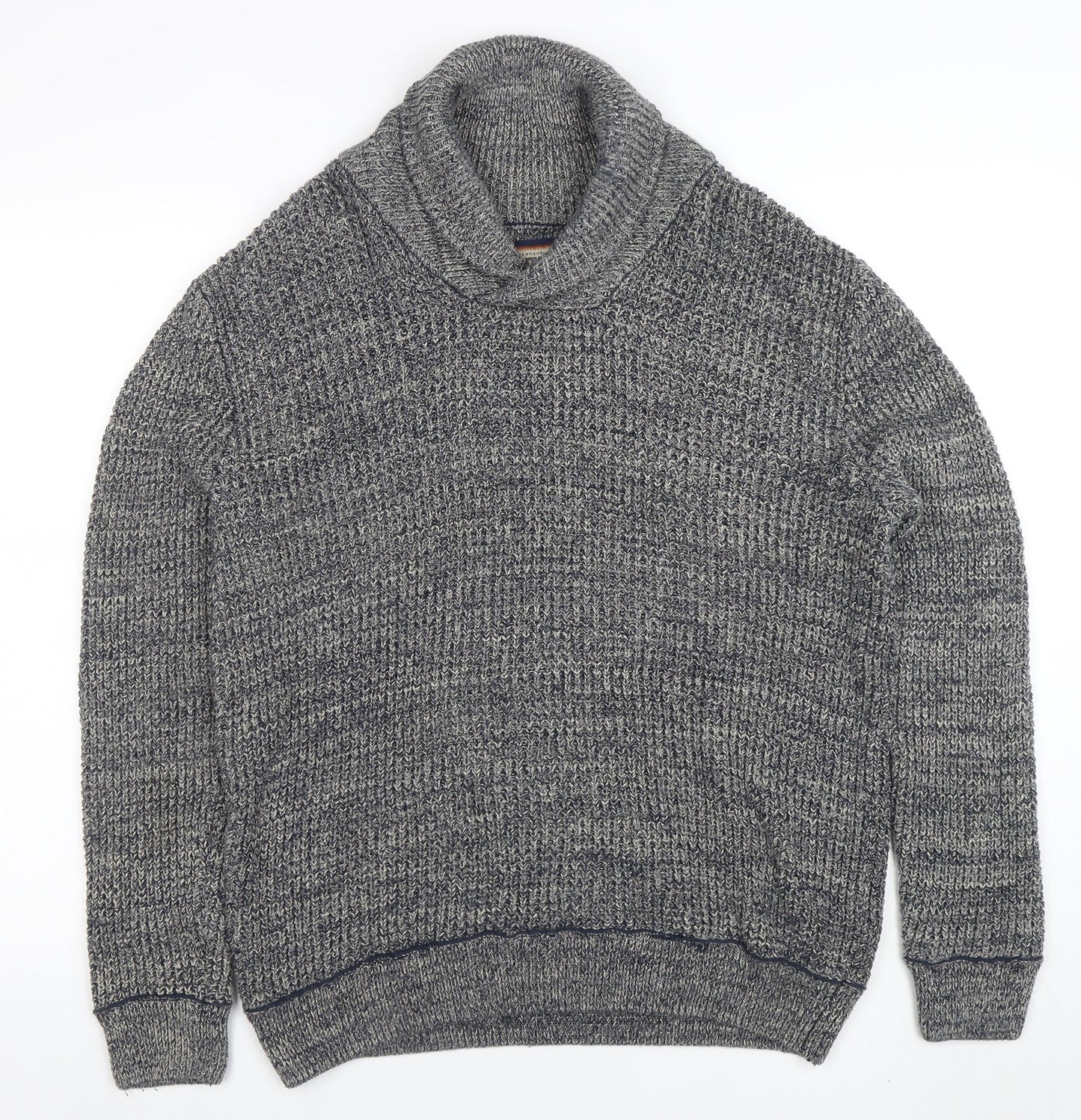 Mantaray Men's Grey Roll Neck Chunky Knit Cotton Jumper Medium