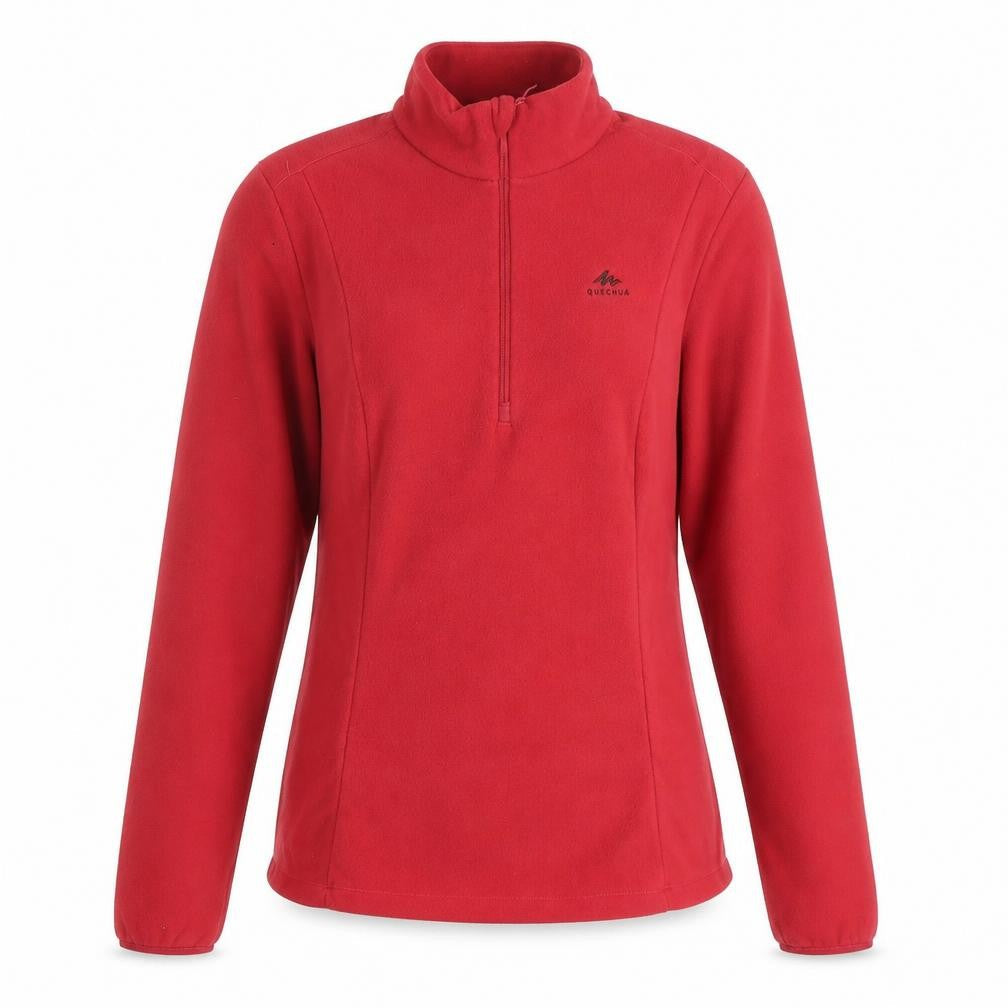 Decathlon Women Red Fleece 1/2 Zip Pullover Sweatshirt Size M
