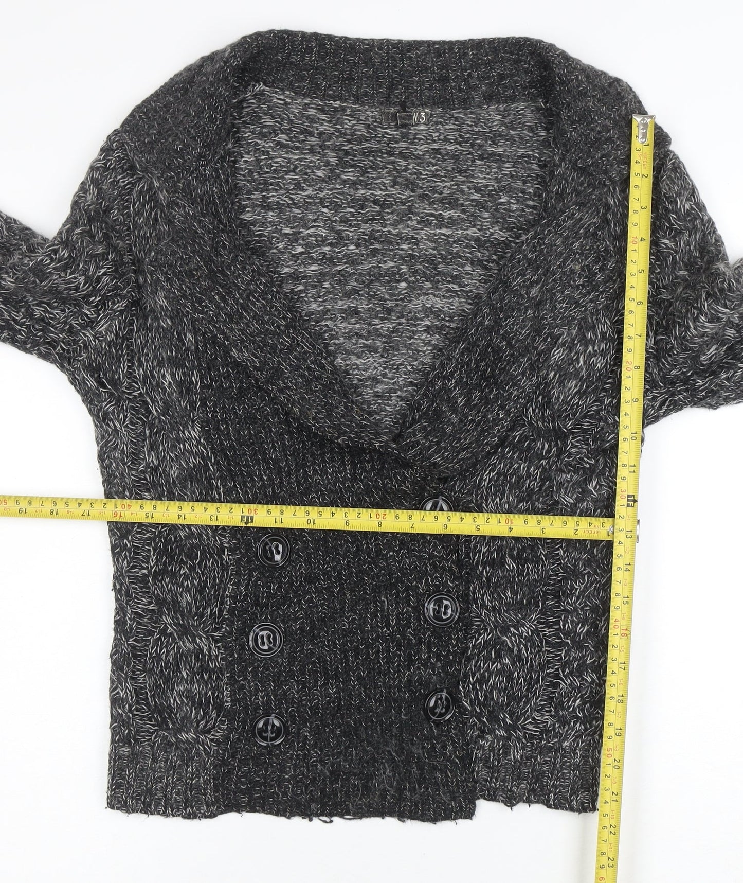 GANT Womens Grey Chunky Knit Wool Blend Shawl Collar Cardigan Size M