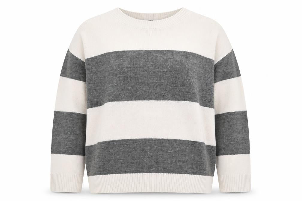 H&M Divided Women’s Grey White Striped Knit Jumper Size M