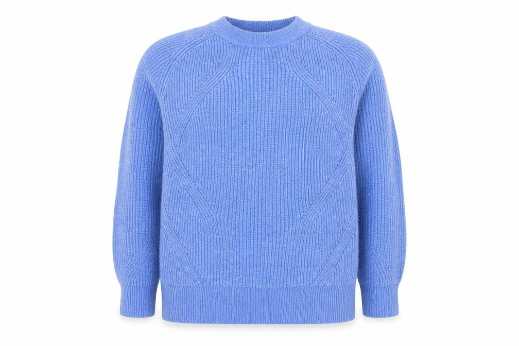 Marks & Spencer Women Blue Wool Blend Crew Neck Jumper M