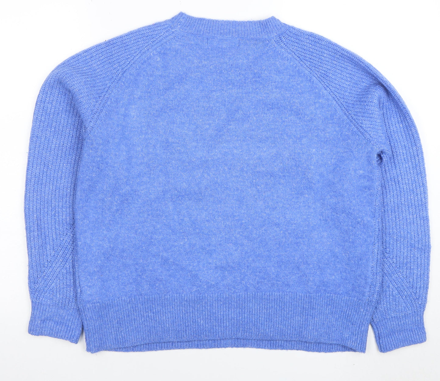 Marks and Spencer Women Blue Wool Blend Crew Neck Jumper M