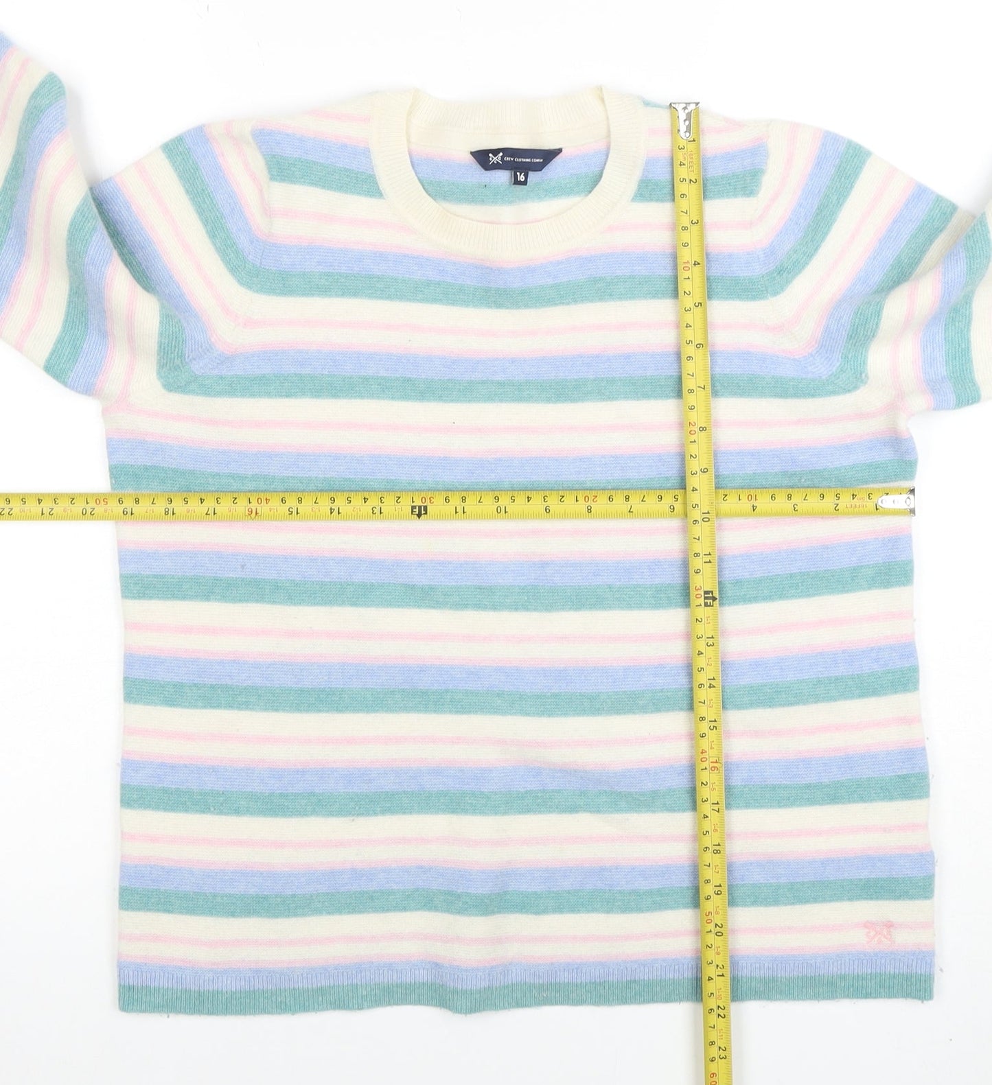 Crew Clothing Women’s Multicoloured Striped Merino Wool Jumper Size 16