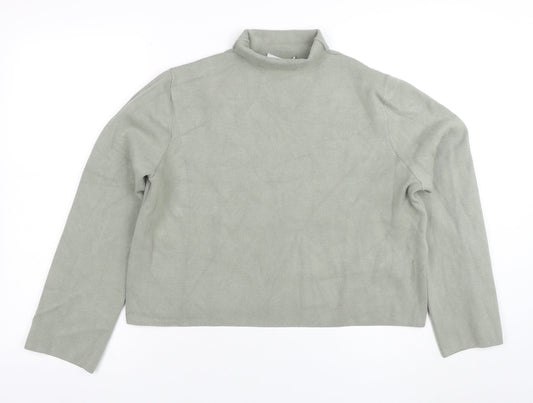 & Other Stories Women Green Mock Neck Knit Long Sleeve Top S