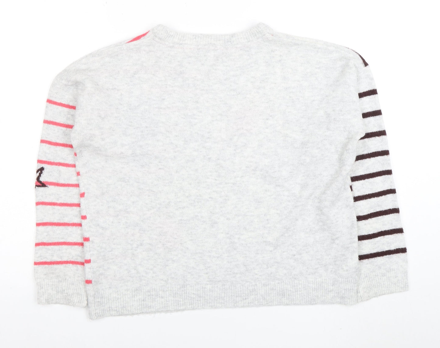 Next Women’s Grey Star Stripe Knit Jumper Size S Long Sleeve