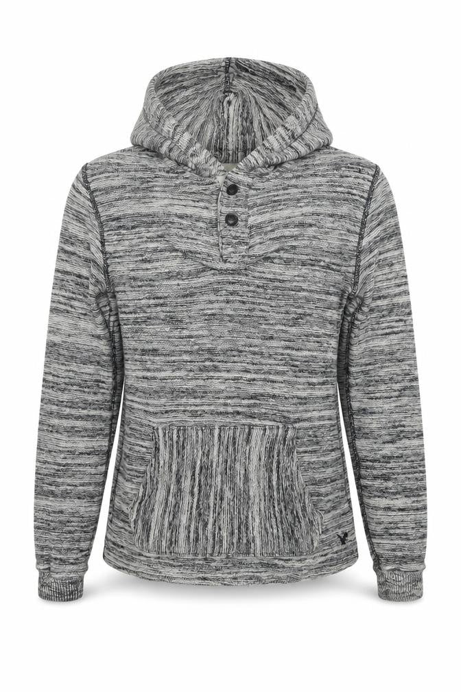 American Eagle Outfitters Women's Grey Hooded Henley Knit Jumper XS