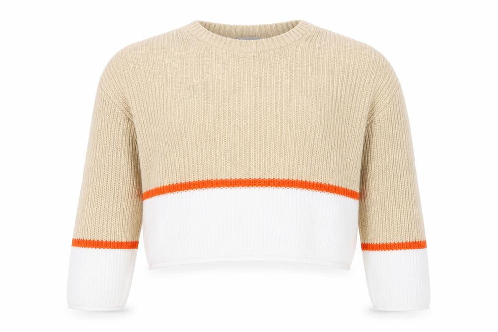 ASOS Women Beige Colour Block Chunky Knit Pullover Jumper Size 12